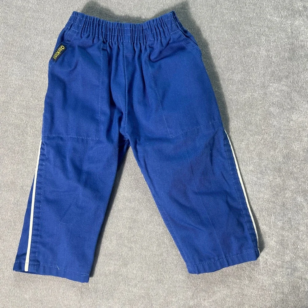 Vintage OshKosh Bgosh Blue Side Stripe Track Pants 12 Months Made in USA 9760
